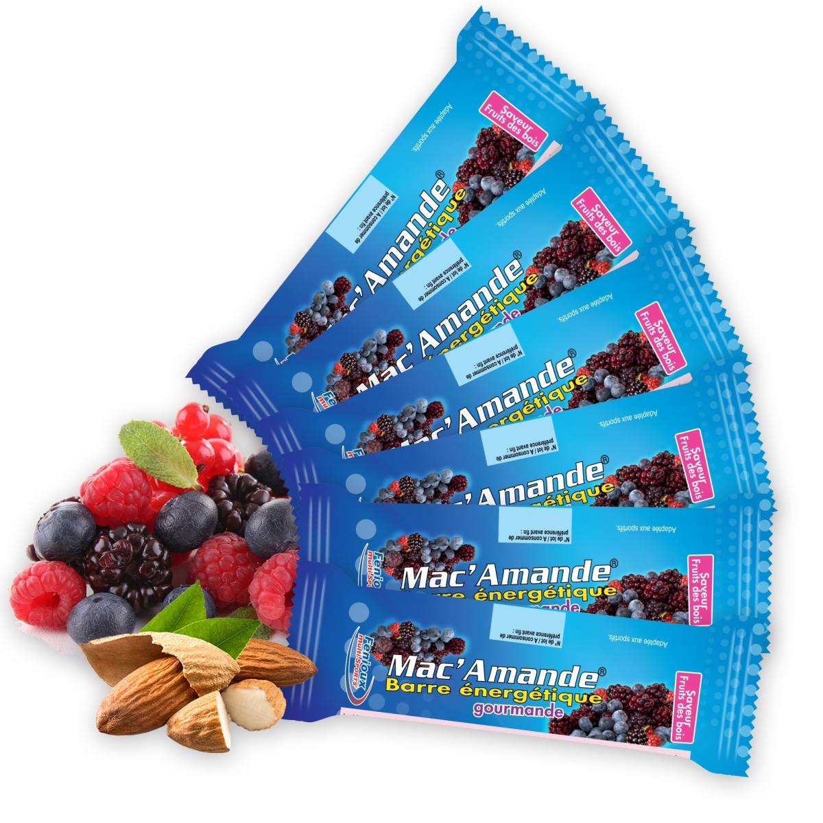 Barres Mac'Amande®  Saveur Fruits des bois  Lot de 6 barres Barres Mac'Amande®  Saveur Fruits des bois  Lot de 6 barres