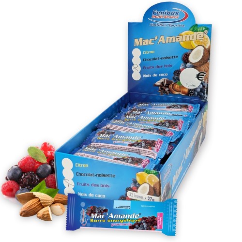 Barres Mac'Amande®  Saveur Fruits des bois  Boîte de 32 barres