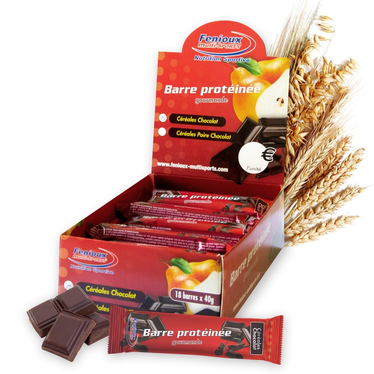 Barre Protéinée Gourmande  Saveur Céréales Chocolat  Boîte de 18 barres Barre Protéinée Gourmande  Saveur Céréales Chocolat  Boîte de 18 barres