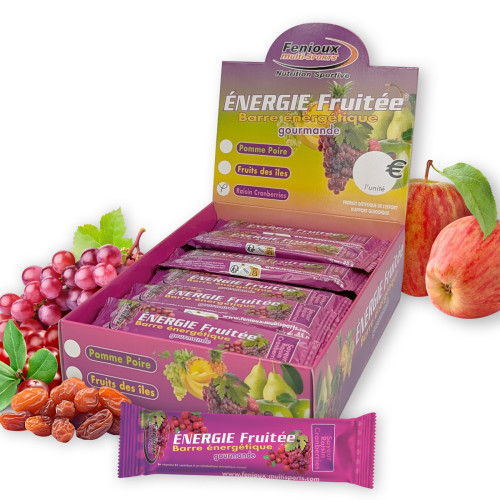 Barre ENERGIE Fruitée  Saveur RaisinsCranberries  Boîte de 32 barres