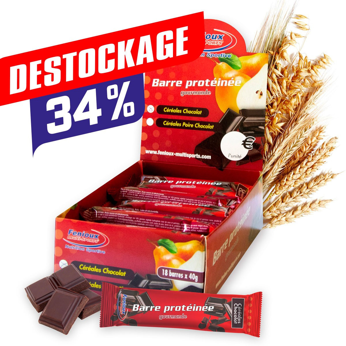 Barre Protéinée Gourmande  Saveur Céréales Chocolat  Boîte de 18 barres