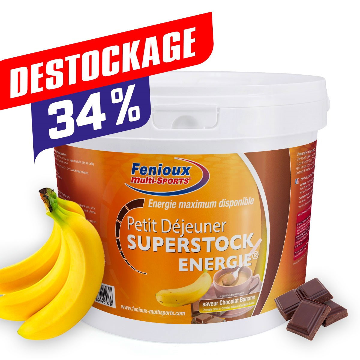 SUPERSTOCK ENERGIE®  Saveur ChocolatBanane  Pot de 15 kg
