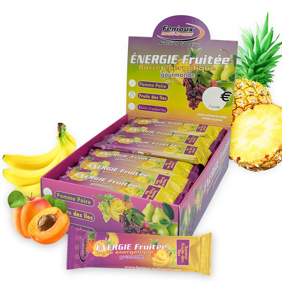 Barre ENERGIE Fruitée  Saveur Fruits des îles  Boîte de 32 barres