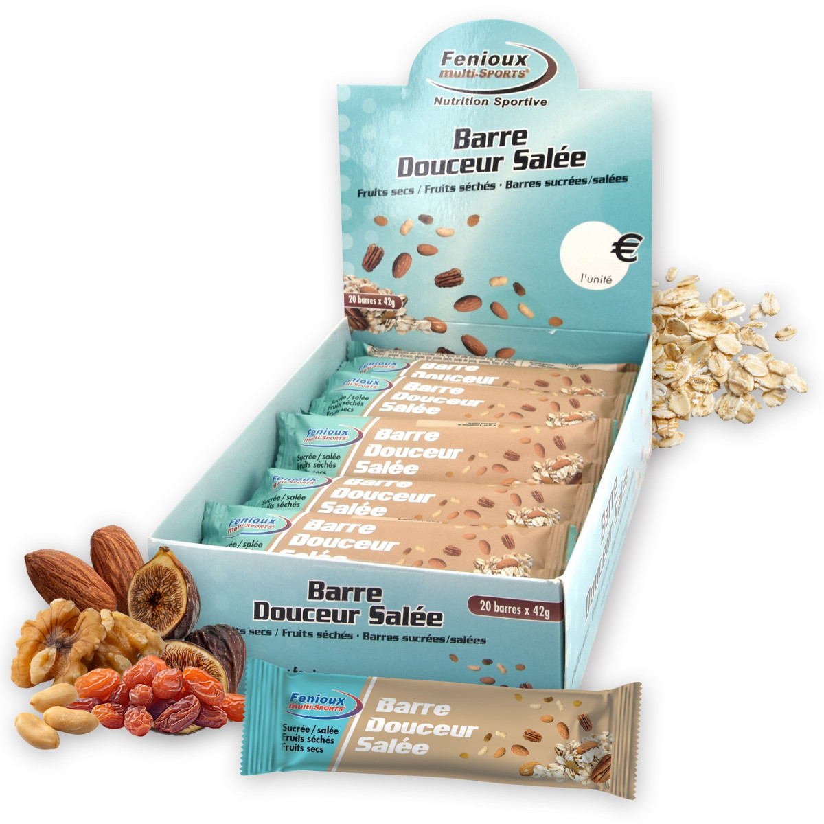 Barres Douceur Salée  Fruits secs  Fruits séchés  Boîte de 20 barres