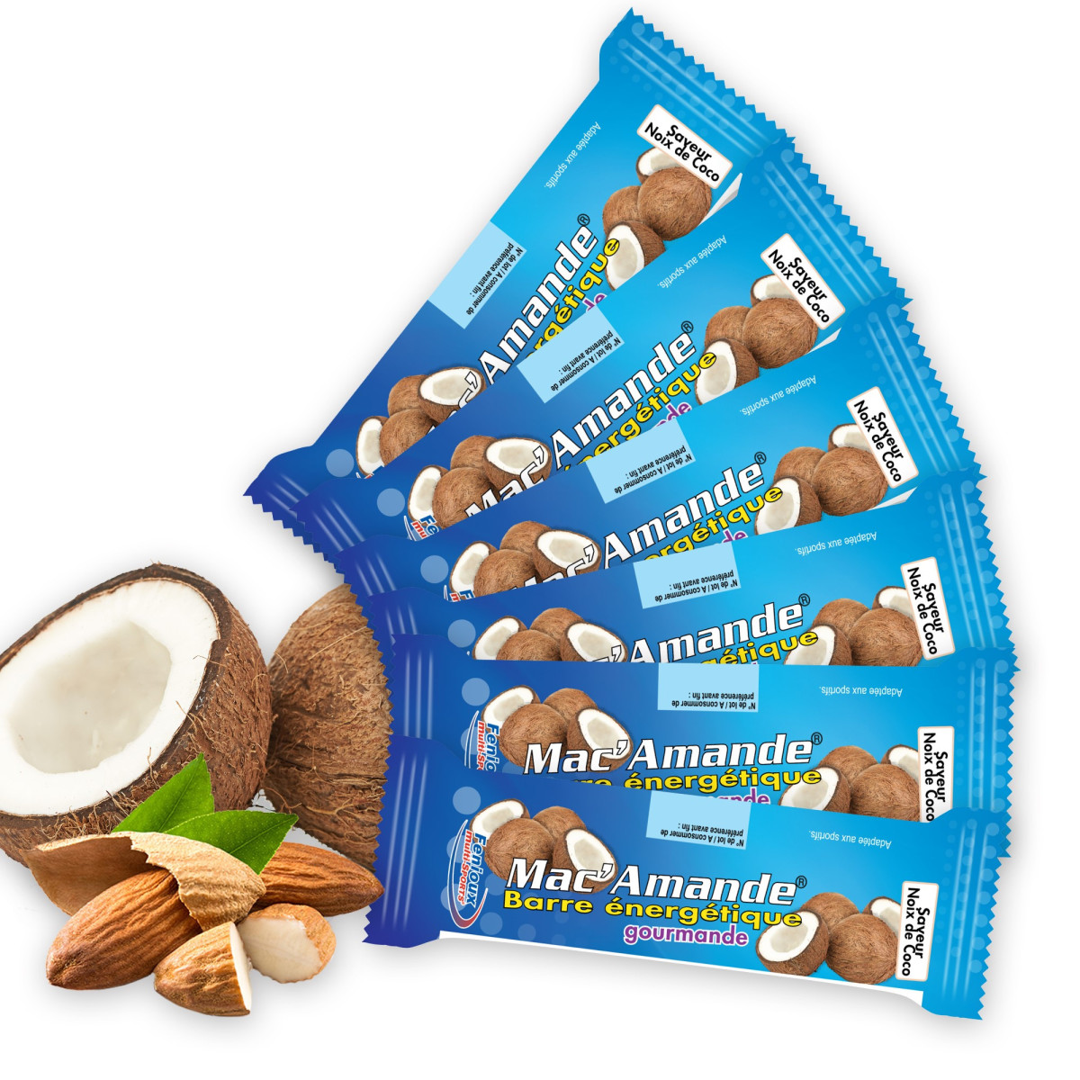 Barres Mac'Amande®  Saveur Noix de coco  Lot de 6 barres